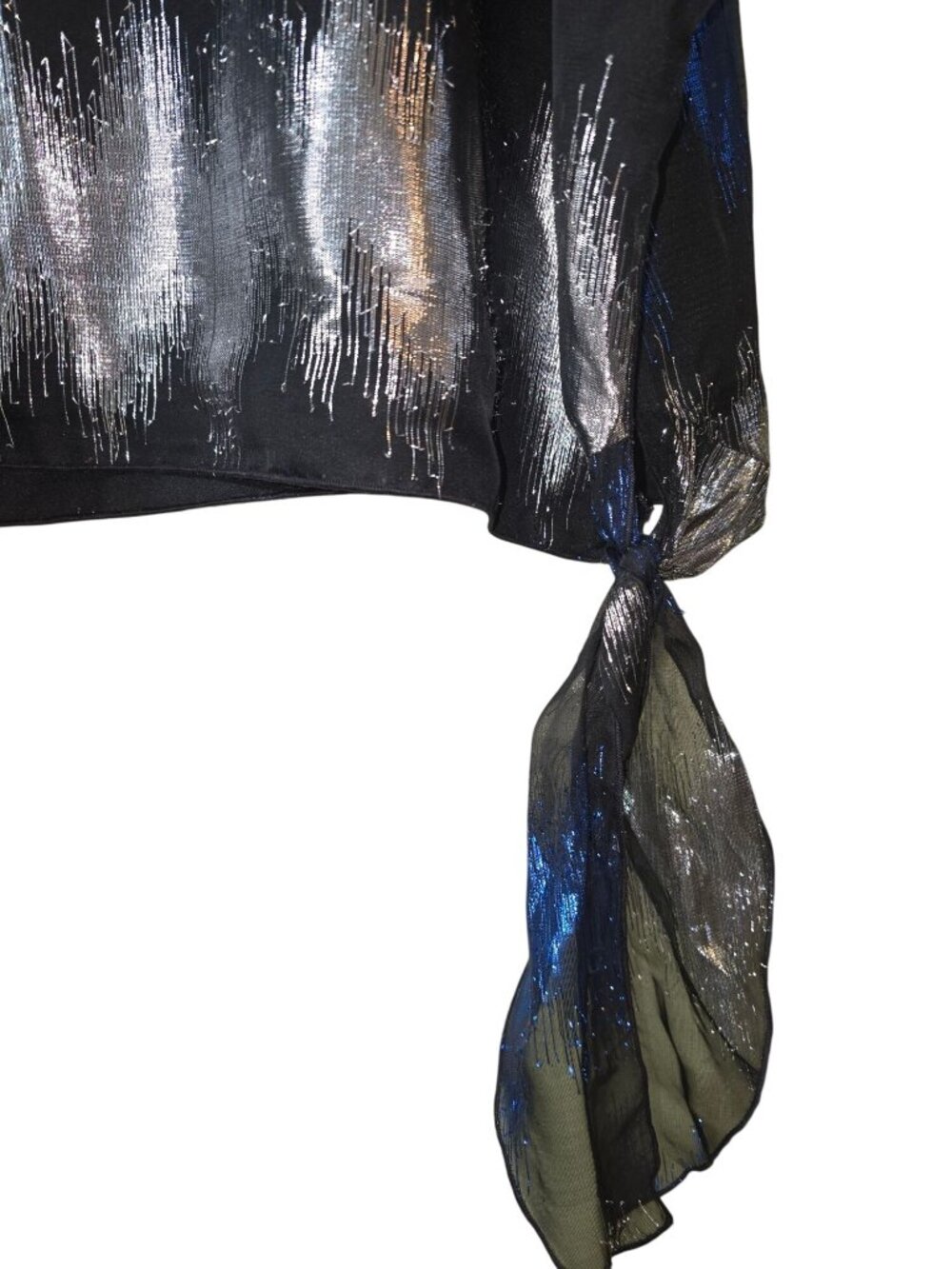 Vintage 1980's Siasia New York Studio 54 Oversized Hip Tie Metallic Thread Top - Picture 4 of 6
